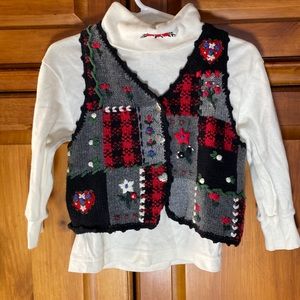 Hartstrings Vintage Toddler Turtleneck and Sweater Vest Holiday Outfit